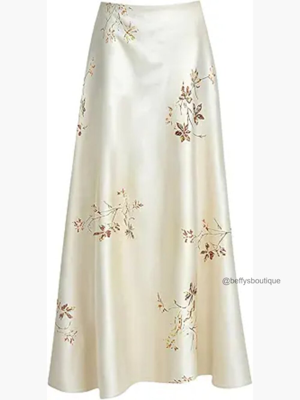 Plus Size Floral Satin Maxi Skirt High Rise A-Line Long